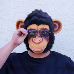 Bonito gorila orelhas grandes macaco máscara engraçado animal halloween masquerade cosplay festa eco-friendly látex máscara facial completa na internet