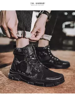 Botas masculinas casuais ao ar livre botas de deserto outono moda camuflagem rendas sapatos de plataforma homem botas masculinas zapatos hombre