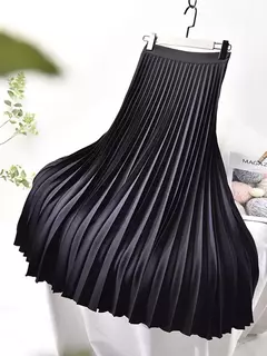 Marca designer feminino primavera outono elegante chique sólido saia plissada cintura alta moda de luxo com elástico feminino C-035 na internet