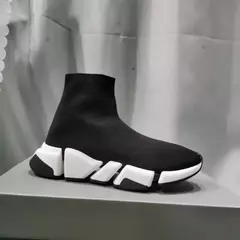 Confortável tecido de malha sapatos esportivos masculinos casuais deslizamento-em mocassins perna reta tubo meias tênis unisex verão salto baixo