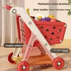 Grande carrinho de compras de supermercado para crianças, carrinho para crianças, brinquedos Push Car, simulação de frutas, comida, presentes de aniversário, novo - loja online