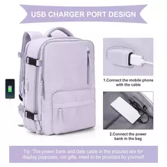 Imagem do Mochila de viagem leve para mulheres, grande capacidade, mala multifuncional, carregamento USB, bagpacks de bagagem do avião