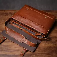 Imagem do ROOG-Maleta de couro genuíno, bolsa mensageiro de luxo masculina, estilingue de ombro vintage, tiracolo para iPad 12.9 ", alta qualidade