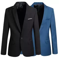 Imagem do Jaqueta monocromática masculina, bolsos com aba, blazer, clássico, casual, casaco de negócios, botão único, lapela