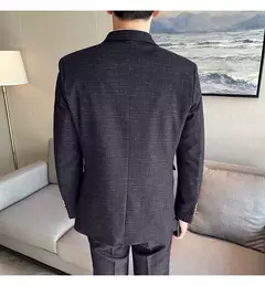 Terno xadrez formal masculino, vestido de noiva noivo, blazer de festa, calças, jaqueta, colete, calças, high-end, casual, escritório, marca - Wolf Magazine