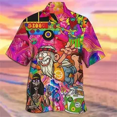 Camisa dos homens do vintage 3D Havaiano Casual Wear Férias de praia Soltas montagem Masculina Top 2023 Dos Desenhos Animados Padrão Manga Curta Ao Ar Livre - Wolf Magazine