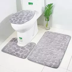 Jogo antiderrapante da esteira do banho do banheiro, Tapete De Cobblestone, Tapetes de chuveiro absorventes, Tampa do vaso sanitário, 2Pcs Set, 3 Pcs na internet
