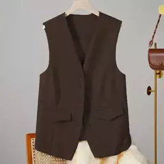 Colete vintage sem mangas feminino, Casacos elegantes, Casacos, Roupa casual, Monocromática, Streetwear, Primavera, Verão, Outono, Vestuário