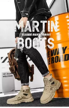 Botas de couro com renda impermeável masculina, bota leve no tornozelo, sapato casual antiderrapante, moda inverno, novo - loja online