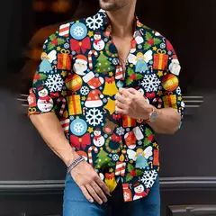 Camisa de árvore de Natal masculina, camisa clássica, manga longa, high-end, costura diária, estilo festa, moda, 2024 - Wolf Magazine