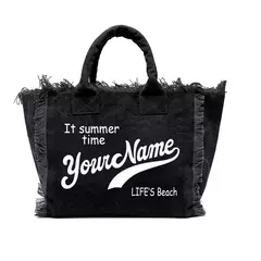 Bolsa de lona elegante e personalizável para mulheres, praia de verão, grande capacidade, bolsa pendular, presentes de casamento na internet