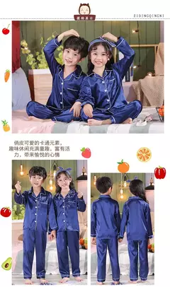 Conjunto de pijamas de botão infantil, pijamas de seda para meninas, pijamas infantis de Natal, criança, pijamas cetim bebê, espreguiçadeira - loja online