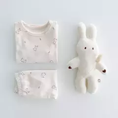 Conjunto de pijama de algodão puro para crianças, terno de pijama infantil, loungewear para meninos e meninas, 1-6 anos