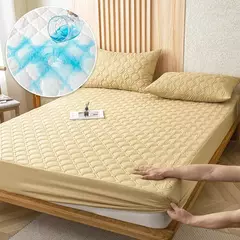Capa de colchão grossa impermeável, protetor antiderrapante, tampa de cama macia para a pele, lavável à máquina, king e queen size