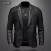 Outono 2022 Jaqueta De Couro Falso Motocicleta Turn Down Casacos Preto Jaqueta De Couro Masculina Outwear PU Coats 5XL
