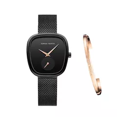 Relógio de pulso de quartzo oval estilo minimalista feminino, barril de vinho, ouro rosa, preto, cronômetro, elegante, 34mm, novo, 2023 - loja online