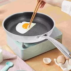 Imagem do Frigideira pequena antiaderente de aço inoxidável wok frigideira de trabalho 4