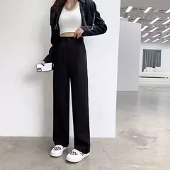 Imagem do Calça feminina de cintura alta até o chão, branca, solta, perna larga, feminina de escritório, reta, roupas longas, senhoras, outono, inverno