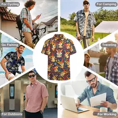 Camiseta havaiana masculina de manga curta, estampa de ovelha 3D, roupas de praia soltas, camisas grandes, verão - loja online