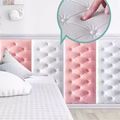 Adesivos de parede 3D para quarto e sala de estar, papel de parede autoadesivo, tatami espesso, tapete de parede anticolisão, almofada de espuma macia para crianças - comprar online