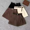 Shorts de veludo emagrecedor cintura alta feminino, cor café, calças botas na moda, outono e inverno, nova chegada, 2023