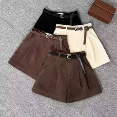 Shorts de veludo emagrecedor cintura alta feminino, cor café, calças botas na moda, outono e inverno, nova chegada, 2023