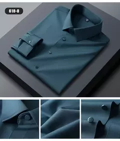 Camisas sem costura de alta qualidade masculina, manga longa, fina, casual, luxo