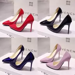 Bombas de salto alto para mulheres, couro envernizado, dedo apontado sexy, salto fino, sapatos de casamento, moda feminina, cor sólida, novo, tamanho 44 - Wolf Magazine