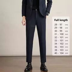 Calça casual justa masculina, cortina avançada, terno formal grosso para escritório, preto, marrom, cinza, azul, outono e inverno - loja online