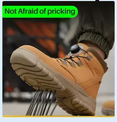 Botas de segurança impermeáveis para homens, Botas de trabalho em aço indestrutível, Anti-Smash, Resistente a facadas, Sapatos de motociclista