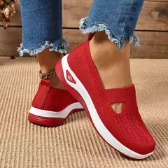 Sapatos mistos de tricô elástico para mulheres, mocassins de plataforma respirável de malha externa, sapatilhas leves resistentes ao desgaste, verão - comprar online