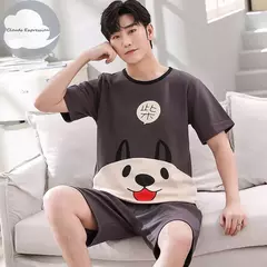 Desenhos animados pato impressão pijama conjuntos para jovens amantes, pijamas de algodão, ternos curtos para casais, moda homewear, verão, 4XL - Wolf Magazine