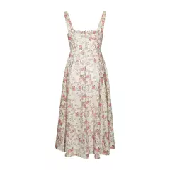 Vestido de verão estampado floral, Laço frontal feminino, Gola quadrada, Vestido de coxa dividido, Cinta de praia, Vestido de noite, Novo na internet