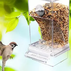 Imagem do Acrílico sem bagunça alimentadores de pássaros automático alimentador de papagaio bebedor recipiente de alimentos para poleiro papagaio periquitos acessórios de gaiola de pássaros