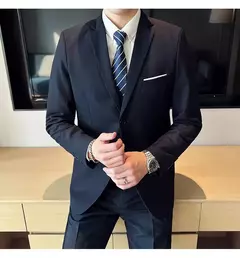 Terno de casamento casual de negócios masculino, conjunto de 3 peças, colete e calças masculinas bonitas de banquete, alta qualidade, nova moda, R$ 2020 - loja online