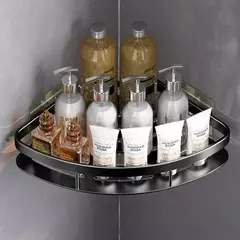 Prateleira do banheiro liga de alumínio shampoo rack organizador armazenamento maquiagem prateleira do chuveiro acessórios do banheiro sem broca prateleira canto parede
