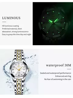 Imagem do OLEVS-Relógio de quartzo para mulheres, aço inoxidável sólido, mostrador digital, pulseira elegante impermeável, espelho losango, conjunto presente