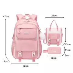 Imagem do School Bag Set Inclui Study Bag e Pencil Case, Mochila de grande capacidade, Charme impermeável dos desenhos animados, Mochila de viagem ao ar livre, 3 pcs