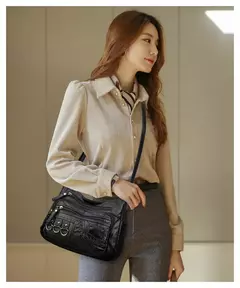 Bolsa de bolso multi couro PU vintage feminina, bolsas de ombro transversais femininas, bolsas de design de luxo, alta qualidade, 2023 - comprar online