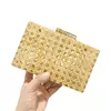 Embreagem de corrente de vime acrílico para mulheres, bolsa de noite, bolsa de ombro vintage, designer de luxo, moda, novo