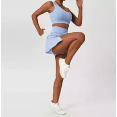 Conjunto de saia de ioga para mulheres, treino de ginástica, sutiã de ombro feminino de cintura alta, sutiã de tênis feminino - Wolf Magazine