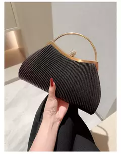 Bolsa de noite plissada para mulheres, alça superior, glitter dia clutch, jantar de casamento feminino vestida bolsa clipe de diamante, ouro - loja online