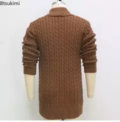 Imagem do Jaqueta de cardigã de tricô slim fit masculina, casaco masculino, manga comprida, estilo britânico, roupas de botões, primavera, outono, 2024