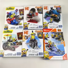 Imagem do Anime figura miniones bloks constrx edifício mini bonito dave stuart kevin bob dos desenhos animados modelo colecionável brinquedos boneca crianças presentes