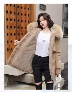 Parka longa de lã com capuz feminino com gola de pele, casaco fino, roupas acolchoadas, neve quente, moda inverno, novo, 2023 - comprar online