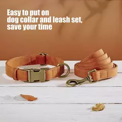 Ajustável coleira de couro PU e trela, durável pet coleiras, chumbo corda, colar macio, pequeno, médio, cães grandes, buldogue - comprar online