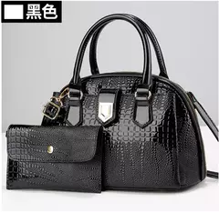 Ombro crocodilo com carteira feminina, bolsa brilhante de couro PU, bolsa de alta qualidade, 2 pçs/set, estilo outono e inverno, 2024 na internet