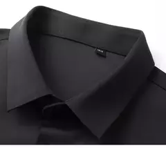 Camisa de spandex fina de manga comprida masculina, manga curta, elástica alta