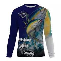 Camisa de pesca masculina verão roupas de pesca ao ar livre protetor solar manga longa impressão 3d camisas casuais anti-uv camisas de pesca de secagem rápida