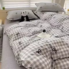 Conjunto de cama rosa sólida sem enchimento, capa de edredão, folha plana, fronha, queen size completa, casa do hotel, roupa de cama macia, moda na internet